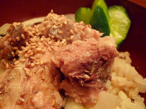 ひとりランチに☆新玉ねぎとサバ水煮缶の簡単丼